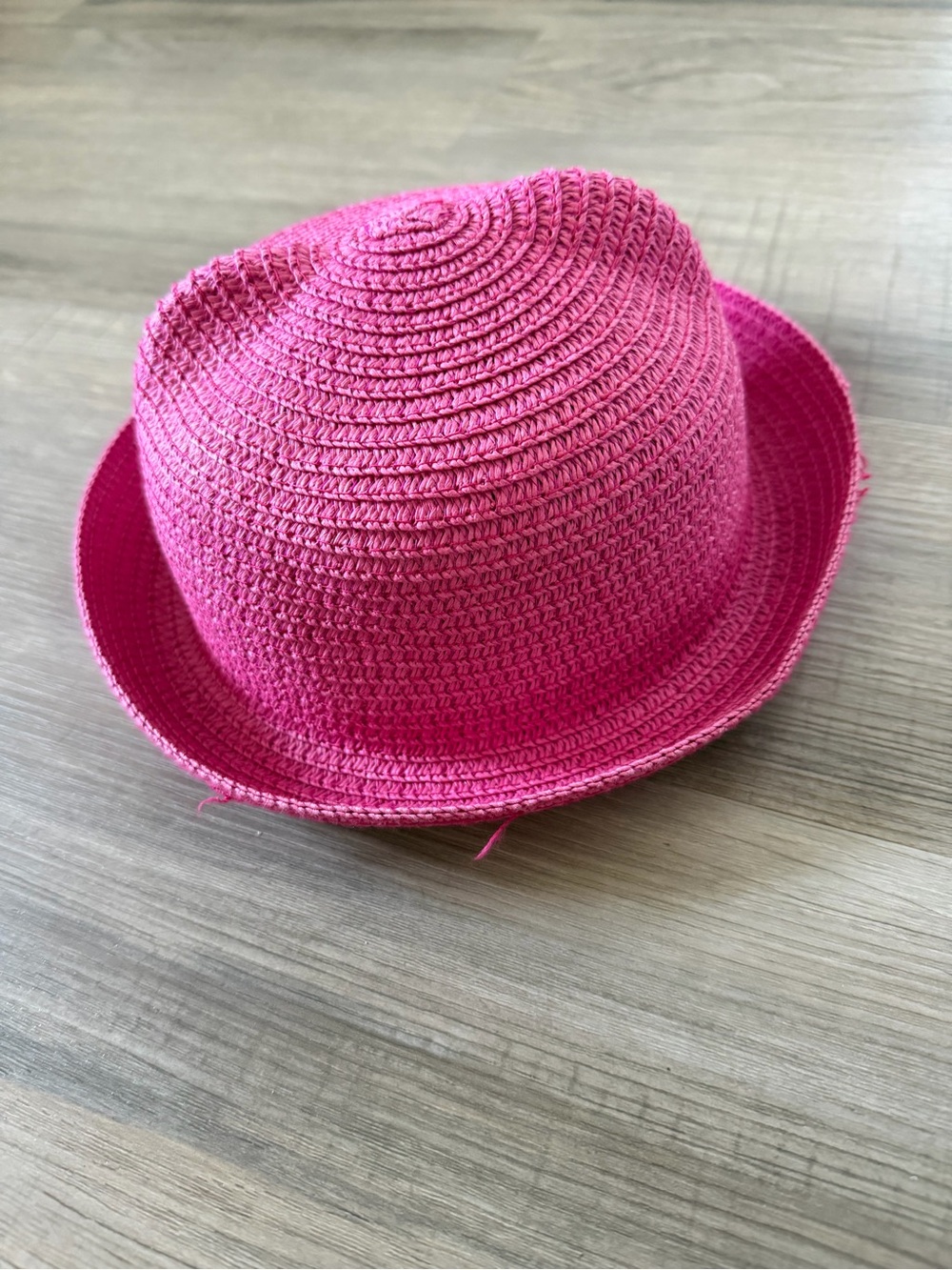 Kids Pink Straw Sun Hat - Lightweight Summer Hat